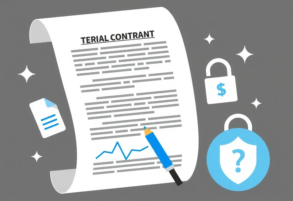 Ilustración de un contrato y un acuerdo, simbolizando los términos de servicio